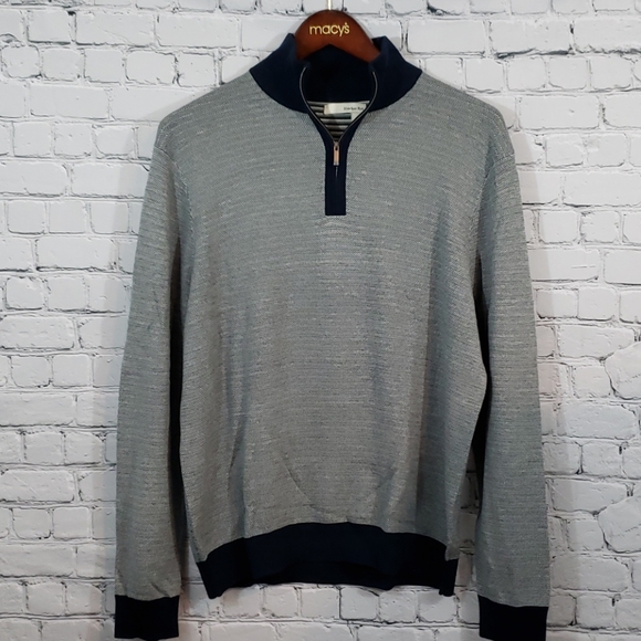 Hawker Rye Bruno Birdseye 1/4 zip Navy large - Picture 1 of 3